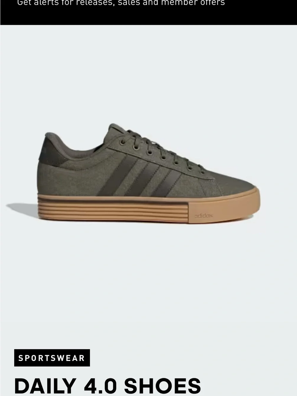 Adidas Daily 4.0 Men’s Dark GreenCanvas Sneakers with Black Stripes.